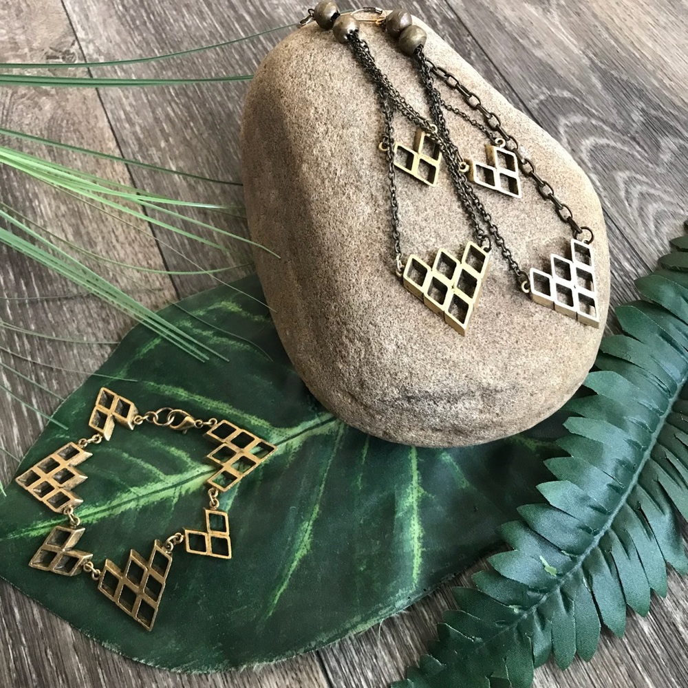 Geometric Bracelet & Earring Set